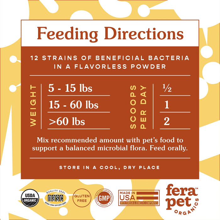 Fera Pet Organics USDA Organic Probiotics With Prebiotics For Dogs & Cats