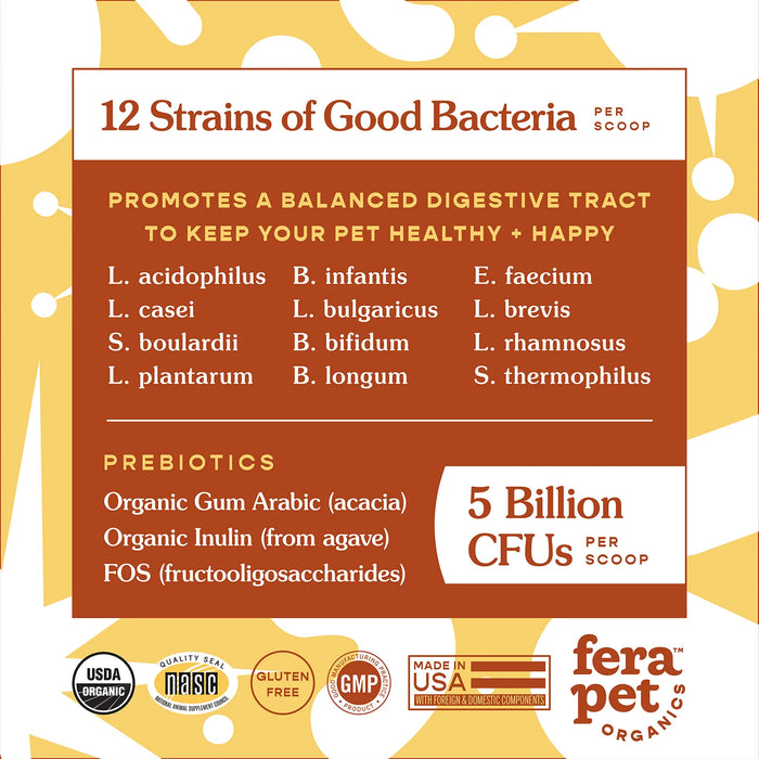 Fera Pet Organics USDA Organic Probiotics With Prebiotics For Dogs & Cats