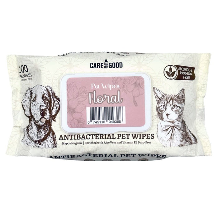[PAWSOME BUNDLE] 3 FOR $11.90: Care For The Good Floral Antibacterial Pet Wipes (100Pcs)