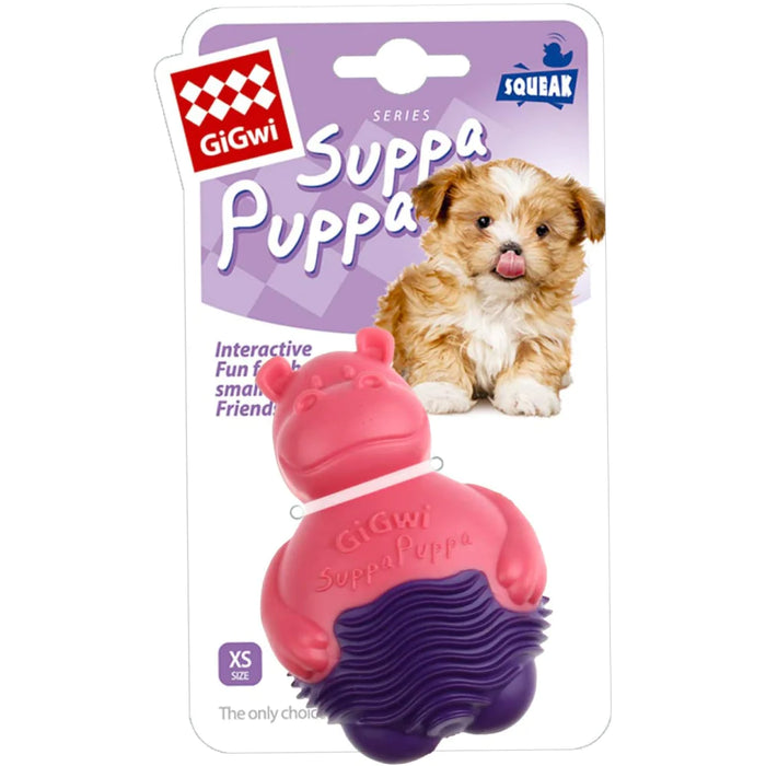 GiGwi Suppa Puppa Pink & Purple Hippo With Squeaker Toy For Dogs