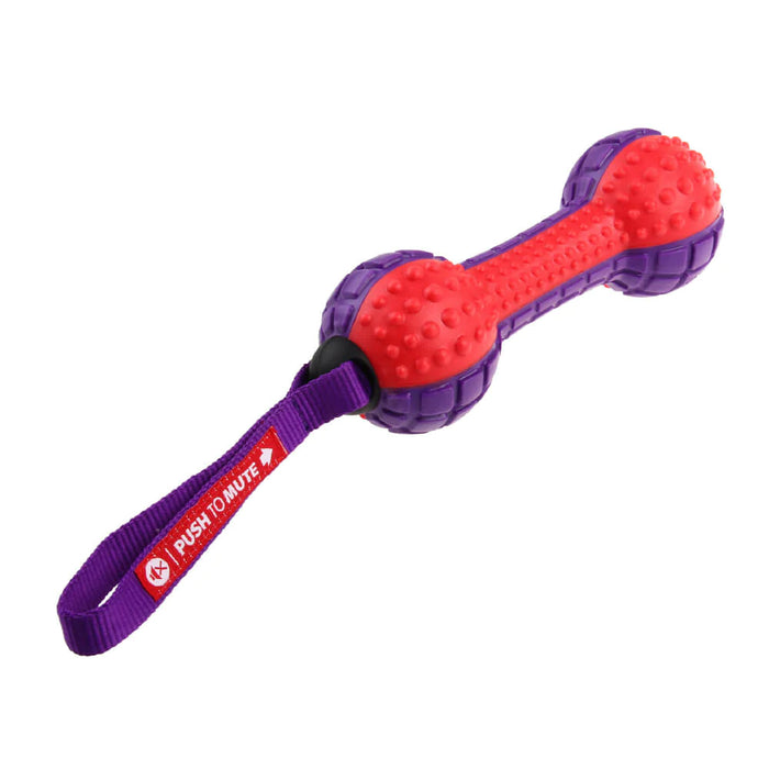 GiGwi "Push To Mute" Red & Purple Dumbbell Toy For Dogs