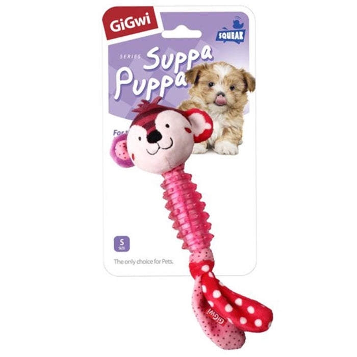 GiGwi Suppa Puppa Monkey With Squeaker Plush/TPR Toy For Dogs