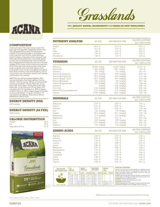 30% OFF: Acana Regionals Freeze-Dried Coated Grasslands Recipe Adult Dry Cat Food