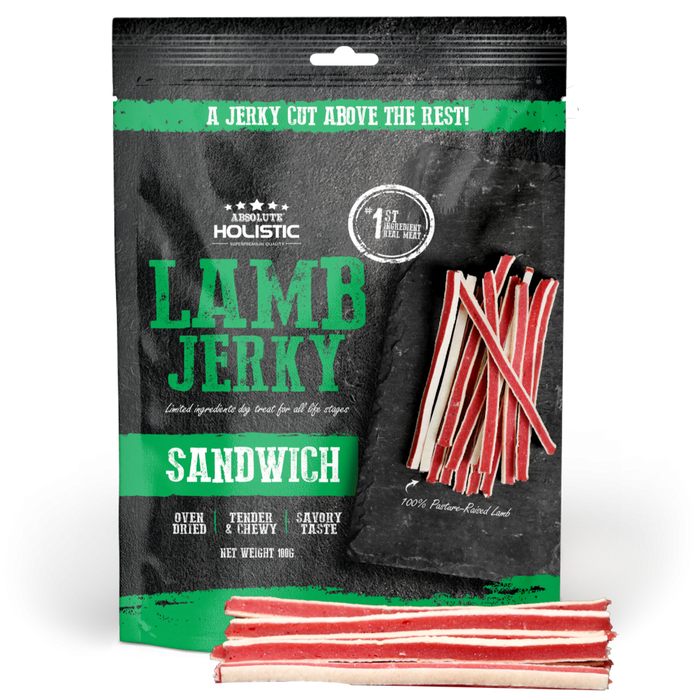 20% OFF: Absolute Holistic Oven Dried Lamb & Whitefish Sandwich Jerky Dog Treats