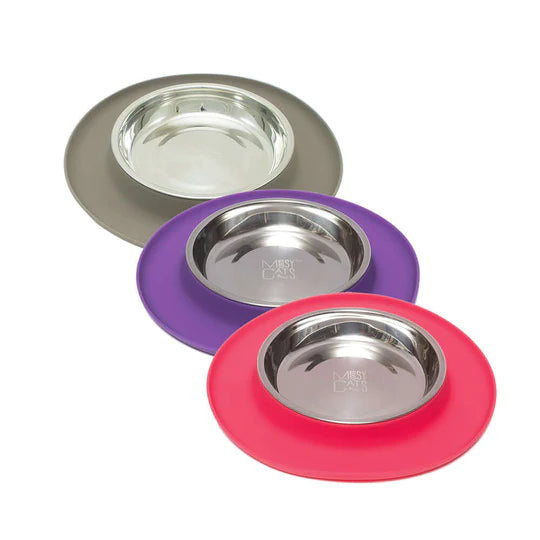 10% OFF: Messy Cats Purple Single Silicone Feeder With Stainless Steel Saucer Shaped Bowl