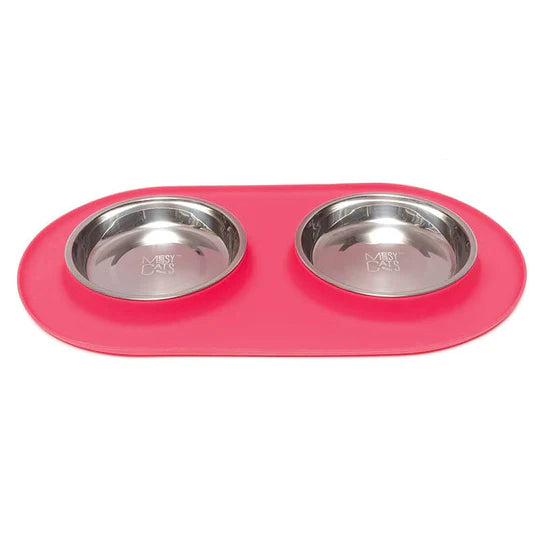 10% OFF: Messy Cats Watermelon Double Silicone Feeder With Stainless Steel Saucer Shaped Bowl