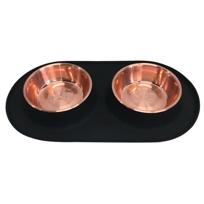 10% OFF: Messy Mutts Black Double Silicone Feeder With Cooper Coloured Bowl