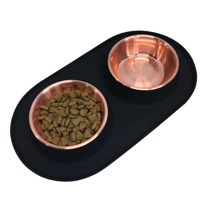 10% OFF: Messy Mutts Black Double Silicone Feeder With Cooper Coloured Bowl