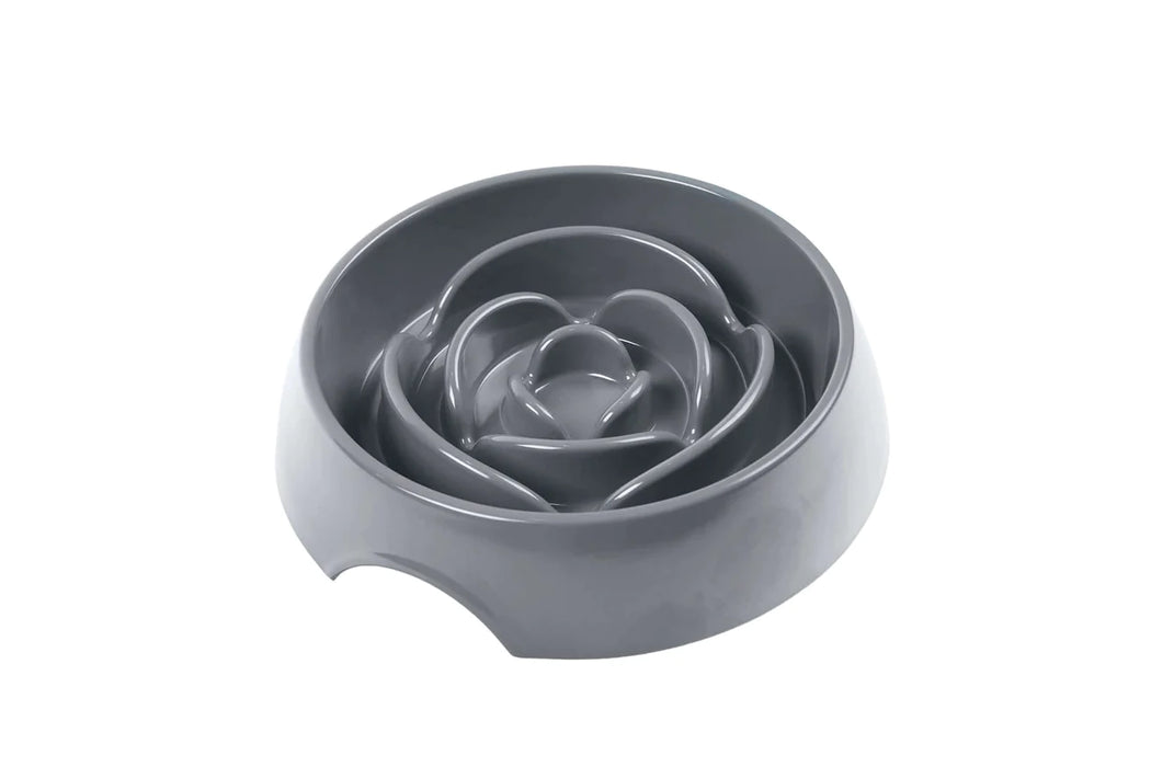 10% OFF: Messy Mutts Cool Grey Flower Design Interactive Slow Feeder