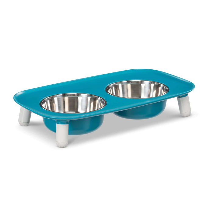 10% OFF: Messy Mutts Blue Elevated Double Dog Feeder With Stainless Bowls (Adjustable Height 3" to 10")
