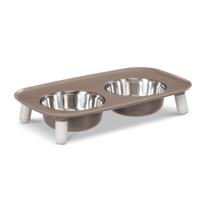 10% OFF: Messy Mutts Grey Elevated Double Dog Feeder With Stainless Bowls (Adjustable Height 3" to 10")