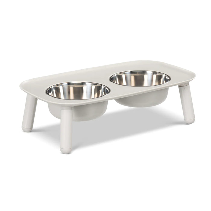 10% OFF: Messy Mutts Light Grey Elevated Double Dog Feeder With Stainless Bowls (Adjustable Height 3" to 10")