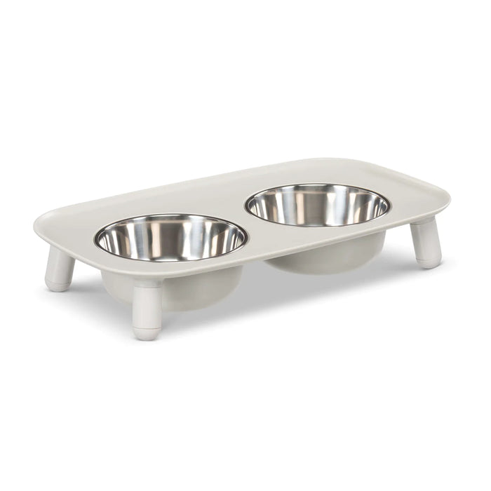 10% OFF: Messy Mutts Light Grey Elevated Double Dog Feeder With Stainless Bowls (Adjustable Height 3" to 10")