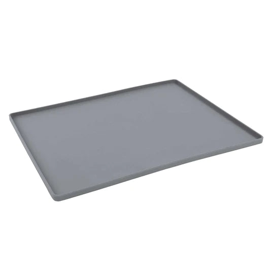 10% OFF: Messy Mutts Cool Grey Silicone Non-Slip Dog Bowl Mat (With Raised Edge To Contain the Spills)