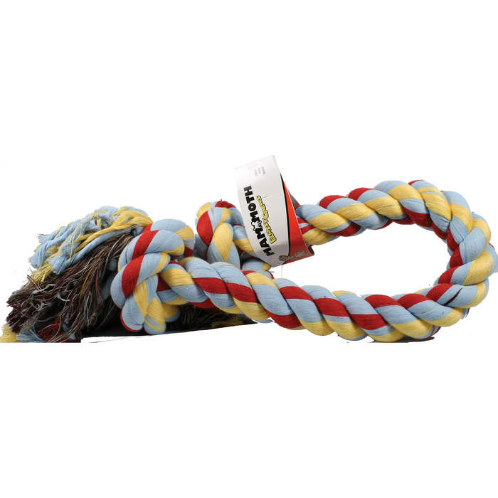Mammoth Flossy Chews The Original Premium Cotton Blend Colour Rope 2 Knot Tugs Toy For Dogs (Assorted Colour)