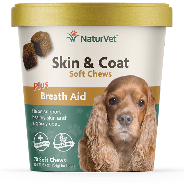 20% OFF: NaturVet Skin & Coat Plus Breath Aid Soft Chew Cup For Dogs