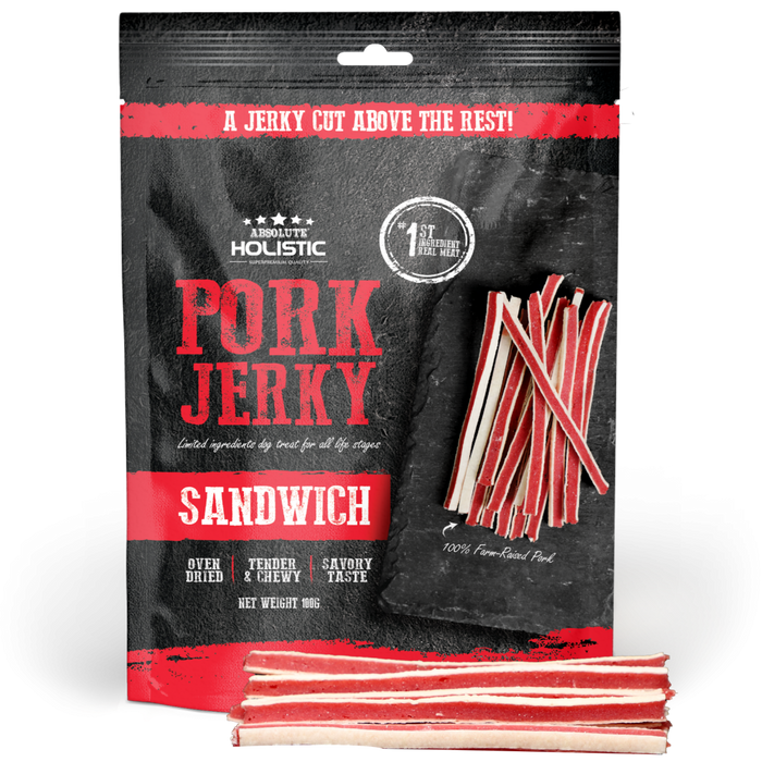 20% OFF: Absolute Holistic Oven Dried Pork & Whitefish Sandwich Jerky Dog Treats