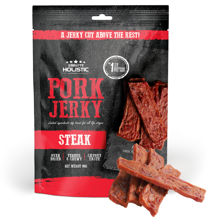20% OFF: Absolute Holistic Oven Dried Pork Steak Jerky Dog Treats