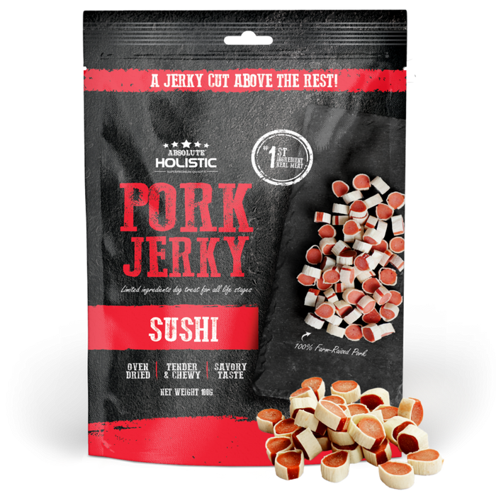 20% OFF: Absolute Holistic Oven Dried Pork & Whitefish Sushi Jerky Dog Treats