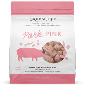 Green Juju Freeze-Dried Raw Pork Pink Whole Food Bites Pack For Dogs & Cats
