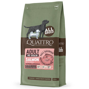 50% OFF: Quattro Freeze-Dried Meat Coated Adult All Breed No Grain With Salmon & Krill (Hypoallergenic) Dry Dog Food