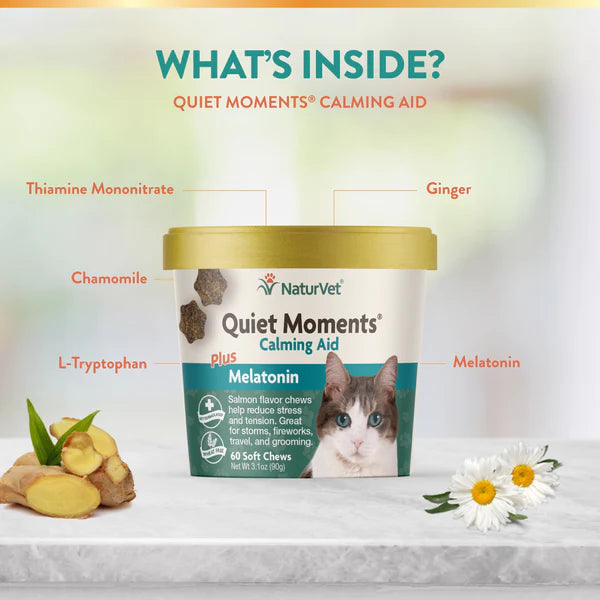 20% OFF: NaturVet Quiet Moment Plus Melatonin Calming Aid Soft Chews For Cats