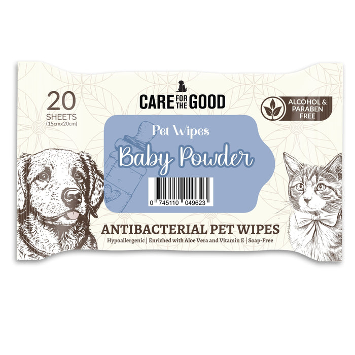 Care For The Good Baby Powder Antibacterial Pet Wipes (20Pcs)