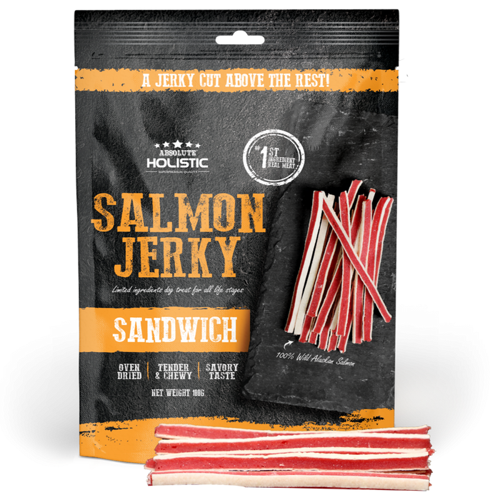 20% OFF: Absolute Holistic Oven Dried Salmon & Whitefish Sandwich Jerky Dog Treats