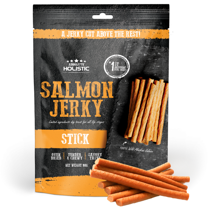 20% OFF: Absolute Holistic Oven Dried Salmon Loin Stick Jerky Dog Treats