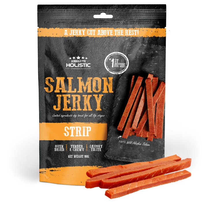 20% OFF: Absolute Holistic Oven Dried Salmon Loin Strip Jerky Dog Treats