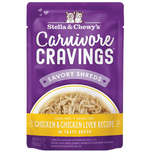 Stella & Chewy's Carnivore Cravings  Shreds Pouch Chicken & Chicken Liver Recipe Wet Cat Food