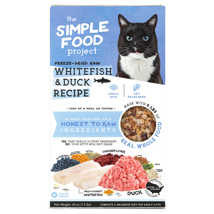 The Simple Food Project Freeze Dried Raw Whitefish & Duck Recipe For Cats