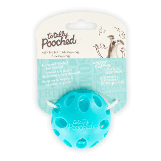10% OFF: Messy Mutts Teal Totally Pooched Huff'n Puff Dog Ball Dog Toy