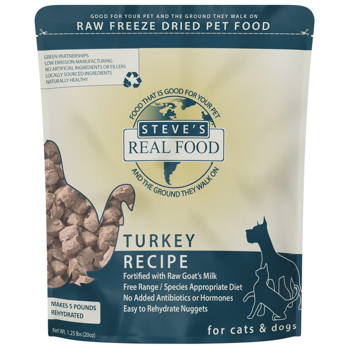 Steve's Real Food Freeze Dried Turkey Nuggets Diet For Dogs & Cats