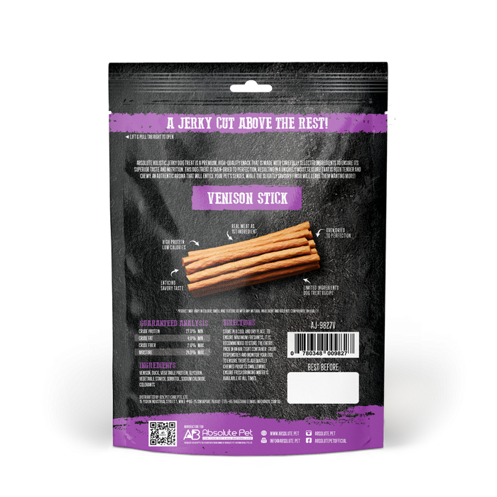 20% OFF: Absolute Holistic Oven Dried Venison Loin Stick Jerky Dog Treats