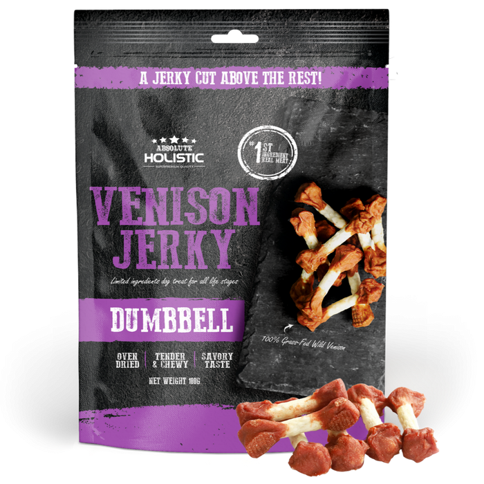 20% OFF: Absolute Holistic Oven Dried Venison Dumbbell Jerky Dog Treats