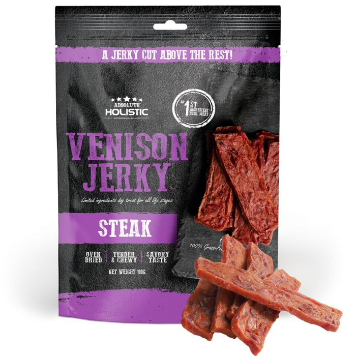 20% OFF: Absolute Holistic Oven Dried Venison Steak Jerky Dog Treats