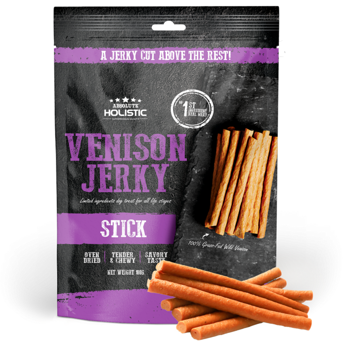 20% OFF: Absolute Holistic Oven Dried Venison Loin Stick Jerky Dog Treats