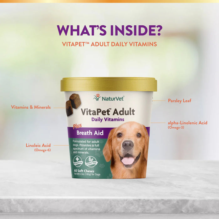 20% OFF: NaturVet VitaPet Adult™ Plus Breath Aid Soft Chew Cup For Dogs