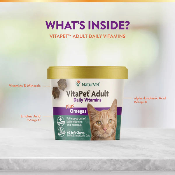 20% OFF: NaturVet VitaPet™ Adult Daily Vitamins Plus Omega Soft Chews For Cats