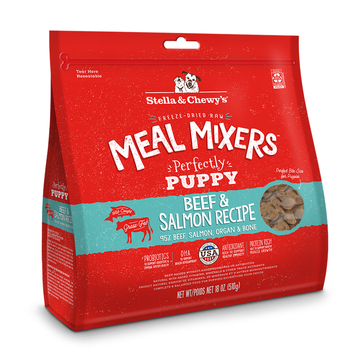 Stella & Chewy’s Freeze-Dried Raw Perfectly Puppy Beef & Salmon Meal Mixers For Dogs