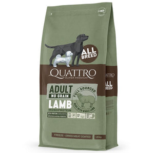 50% OFF: Quattro Freeze-Dried Meat Coated Adult All Breed No Grain With Lamb (Monoprotein) Dry Dog Food