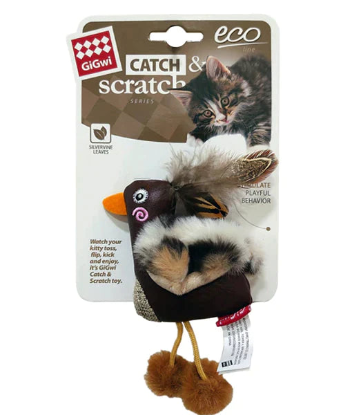 GiGwi Eco Catch & Scratch Duck With Silvervine Ring For Cats