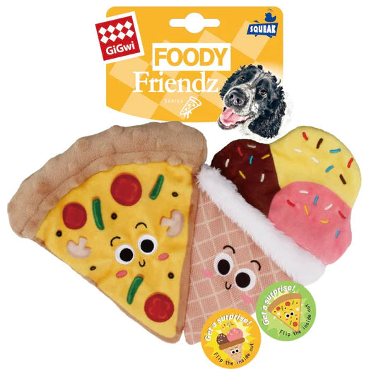 GiGwi Pizza & Ice Cream With Squeaker & Crinkle Paper Paper Dog Toy