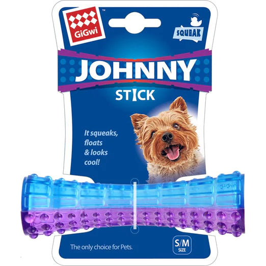 GiGwi "Push To Mute" Purple & Blue Johnny Stick Toy For Dogs