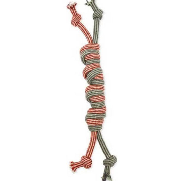 Mammoth Flossy Chews Extra Premium Double Rope Monkey Fist Bar With 4 Ends Toy For Dogs (Assorted Colour)
