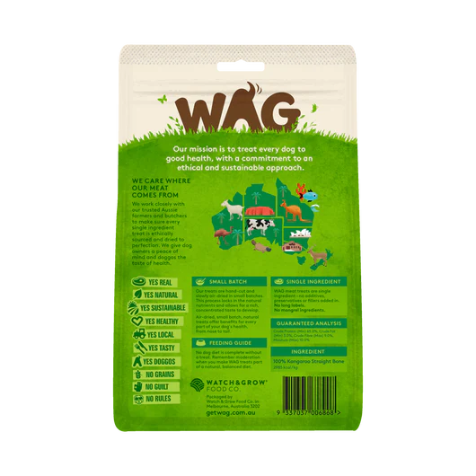 WAG Kangaroo Straight Bone (Pack Of 6) Treats For Dogs