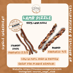 The Source-sage Club Air-Dried Braided / Straight Lamb Pizzle For Dogs