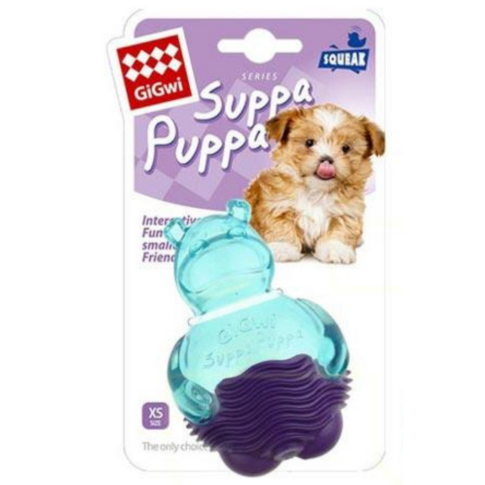 GiGwi Suppa Puppa Blue & Purple Hippo With Squeaker Toy For Dogs