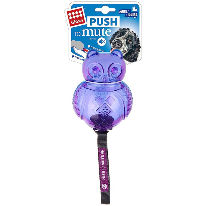 GiGwi "Push To Mute" Purple & Blue Owl Toy For Dogs